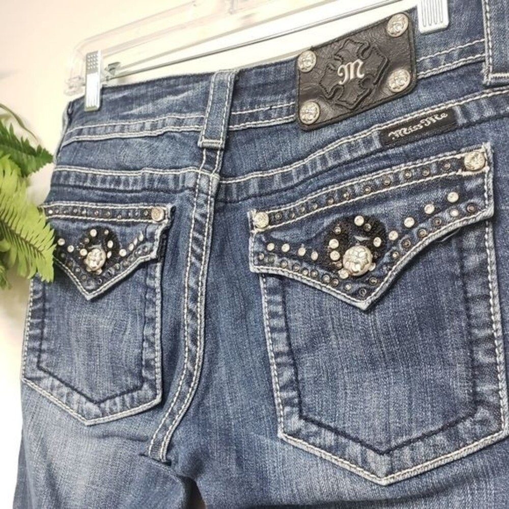 Miss Me Bling Flap Pocket Bootcut Size 28